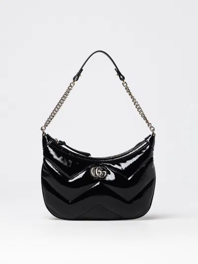 Gucci Gg Marmont Black Patent Leather Shoulder Bag