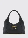 Gucci Women Black Shoulder Bag With Horsebit Closure In Grained Leather Woman In Black