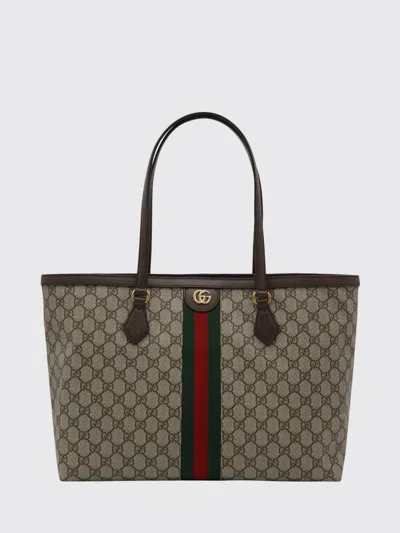 Gucci Beige Canvas Ophidia Gg Tote Bag In Multi