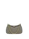 Gucci Women Beige Shoulder Bag With Gg Plaque On The Front And Chain-link Handle In Gg Canvas Woman In Brown