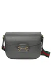 Gucci Horsebit Leather Messenger Bag In Gray