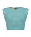 Gucci Shoulder-pads Sleeveless Cropped Top In Blue