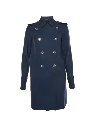 Pre-owned Gucci Shoulder-epaulettes Double-breasted Coat In Blue