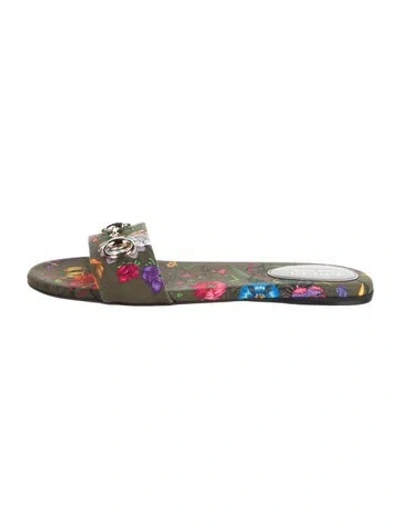 Pre-owned Gucci Siaga Flora Print Slides In Multicolor
