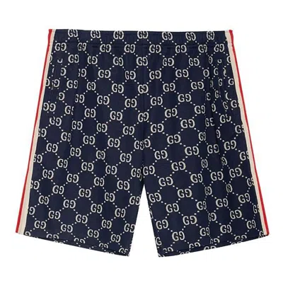 Gucci Side Contrast Striped Jacquard Shorts For Men Blue