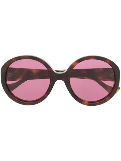 Gucci Side Logo-plaque Detail Sunglasses In Brown