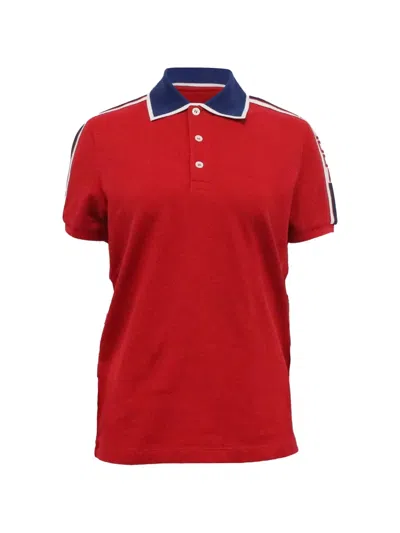 Pre-owned Gucci Side-stripe Polo Top In Red