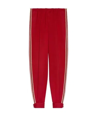 Gucci Side-stripe Track Pants In Red
