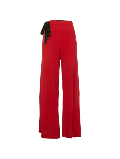 Pre-owned Gucci Side-tie Palazzo Pants In Red