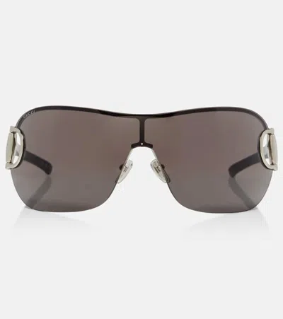 Gucci Sign Shield Sunglasses In Black