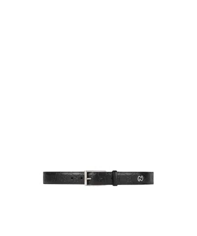 Gucci Signature Belt With Gg Detail In Black