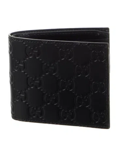 Pre-owned Gucci Signature Bifold Gg Signature Bifold Wallet In Blue