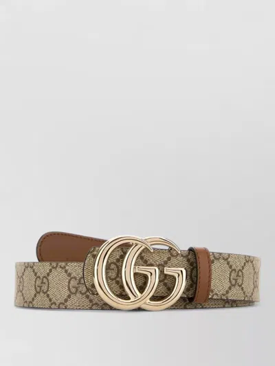Gucci Signature Canvas Belt Reversible Design In Brown