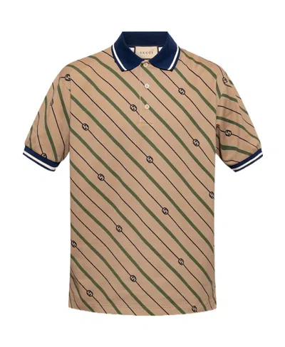 Gucci Signature-design Striped Polo In Brown