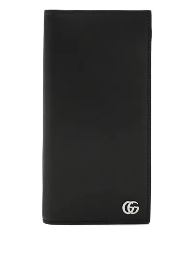 Gucci Signature Double G Leather Wallet In Black