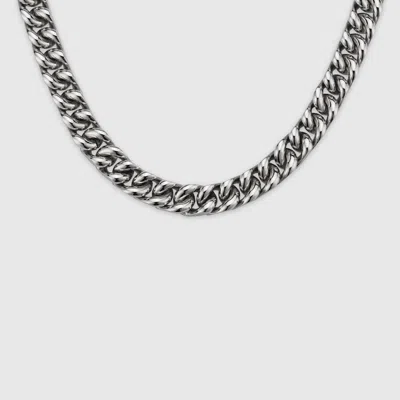 Gucci Signature Engraved Chain Necklace In Silver-toned Metal