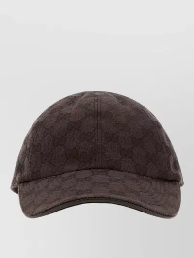 Gucci Signature Gg Baseball Cap Curved Brim In Brown