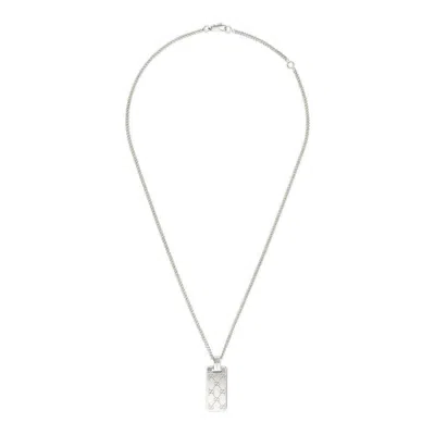 Gucci Signature Gg Dog Tag Necklace - Ybb814852001 In Metallic