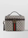 Gucci Structured Leather Clutch With Signature Gg Pattern