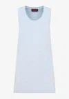 Gucci Jacquard-knit Cotton Mini Dress In Light Blue