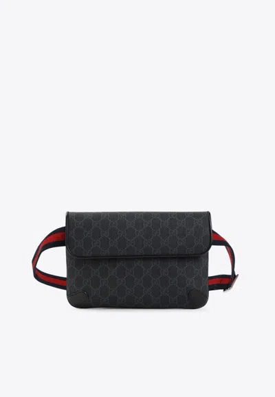 Gucci Signature Gg Supreme Belt Bag In Black