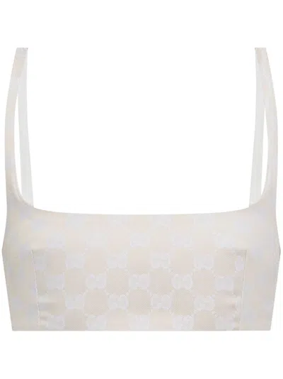 Gucci Gg Gabardine Bra Top In Salty Sand/mix