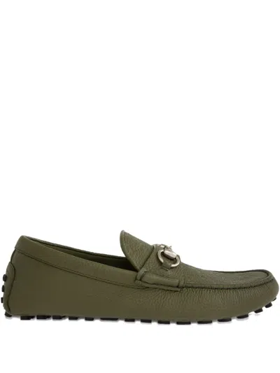Gucci Signature Horsebit Detail Loafers In Green