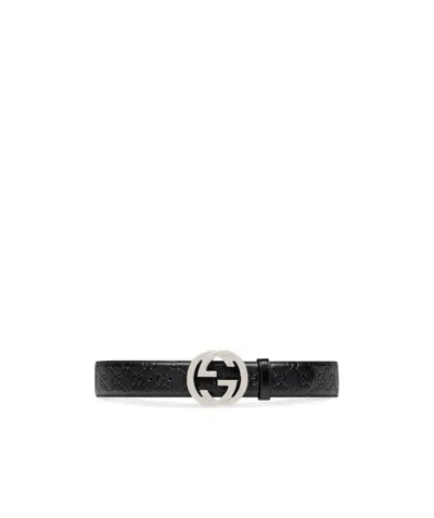 Gucci Signature Leather Belt In Black