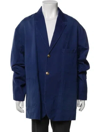 Pre-owned Gucci Signature Logo Embroidered Accent Sport Coat In Blue