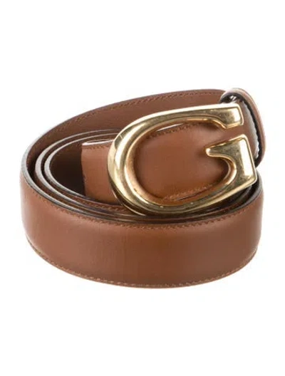 Pre-owned Gucci Signature Logo Leather Belt In Brown