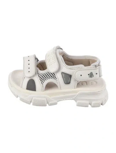 Pre-owned Gucci Babies' Signature Logo Leather Sandals In White