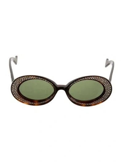 Pre-owned Gucci Signature Logo Round Sunglasses In Brown