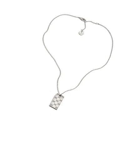 Gucci Signature Pendant Tag Necklace In Metallic