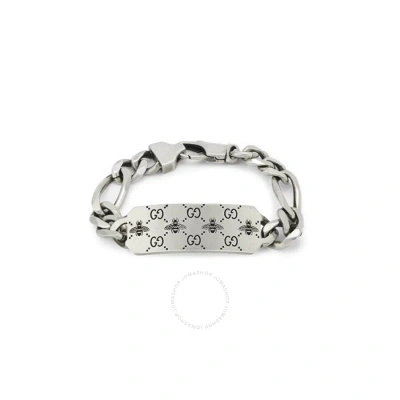 Gucci Signature Silver Bracelet With Bee Motif In Metallic
