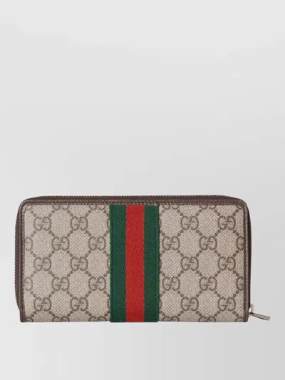 Gucci Signature Stripe Small Leather Zip Cardholder