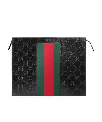 Gucci Signature Web Cosmetic Case In Black