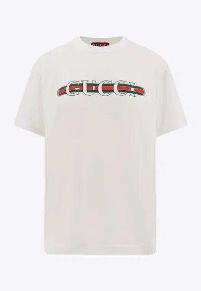 GUCCI SIGNATURE WEB LOGO PRINT T-SHIRT