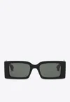 Gucci Signature Web Rectangular Sunglasses In Gray