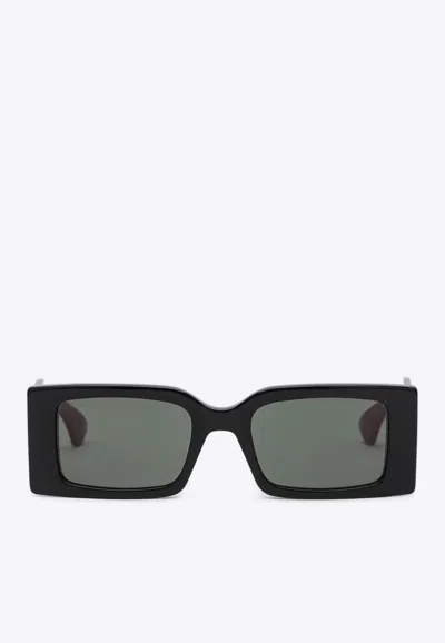 Gucci Signature Web Rectangular Sunglasses In Gray