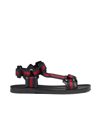 Gucci Signature Web-stripe Sandals In Black
