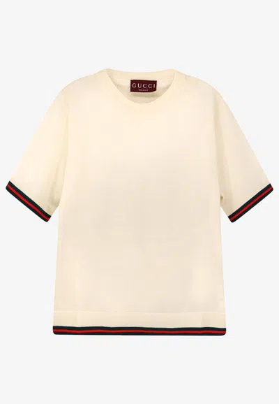 Gucci Women Extra Fine Cashmere-blend Top In White