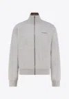 Gucci High Collar Jacket With Ribbed Cuffs And Hem In Gray