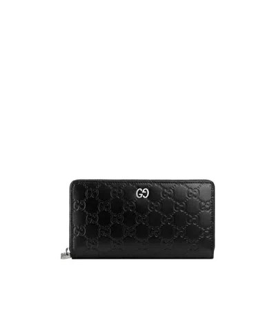 Gucci Signature Zip Around Wallet In Black