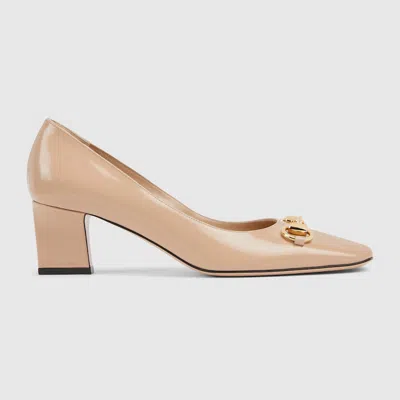 Gucci Signora 85 Horsebit Leather Pumps In Neutral