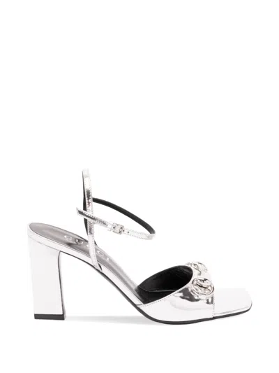 Gucci Signora Horsebit Metallic Leather Sandals In Multi