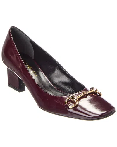 Gucci Signora Leather Pump In Burgundy