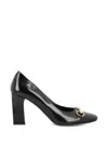 Gucci Signora Pumps Block Heel Gold Tone Hardware In Black