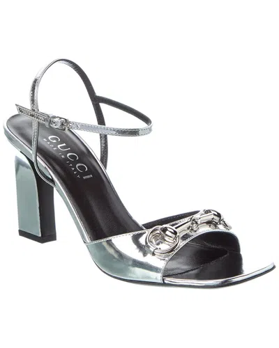 Gucci Signora Leather Sandal In Silver