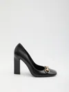 Gucci Signora Pumps Block Heel Gold Tone Hardware In Black