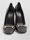 Gucci Signora Pumps Block Heel Gold Tone Hardware In Black